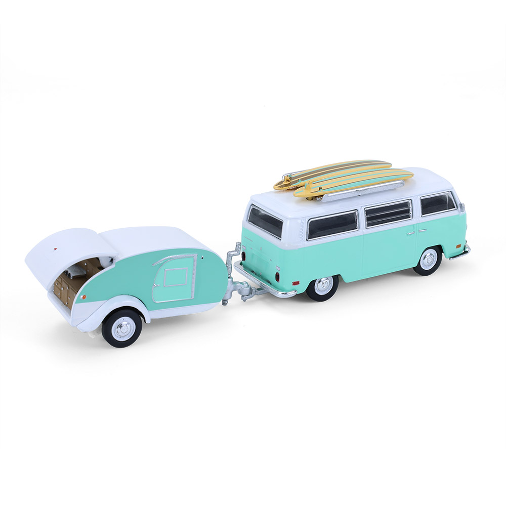 Type 2 with surfboards and Teardrop Trailer