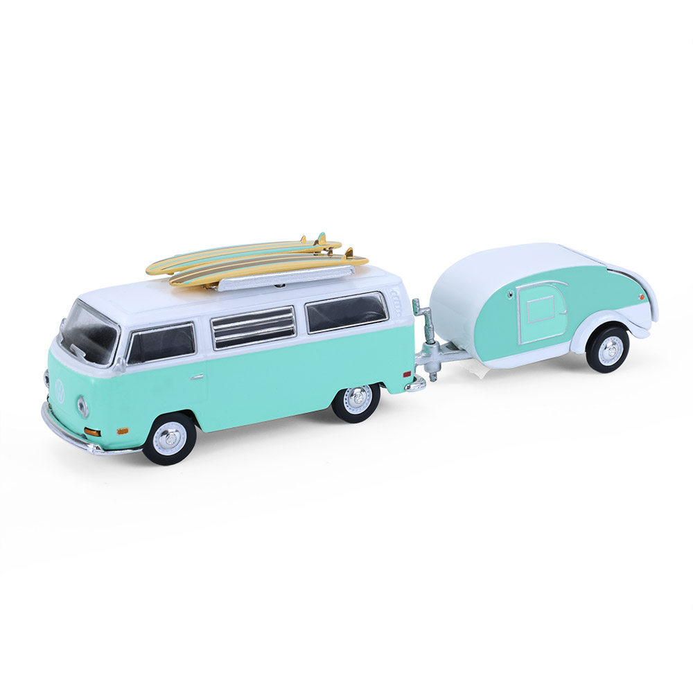 Type 2 with surfboards and Teardrop Trailer