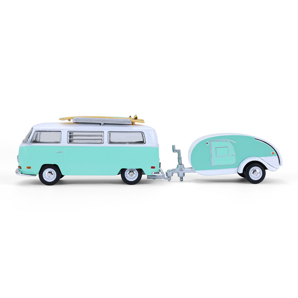 Type 2 with surfboards and Teardrop Trailer