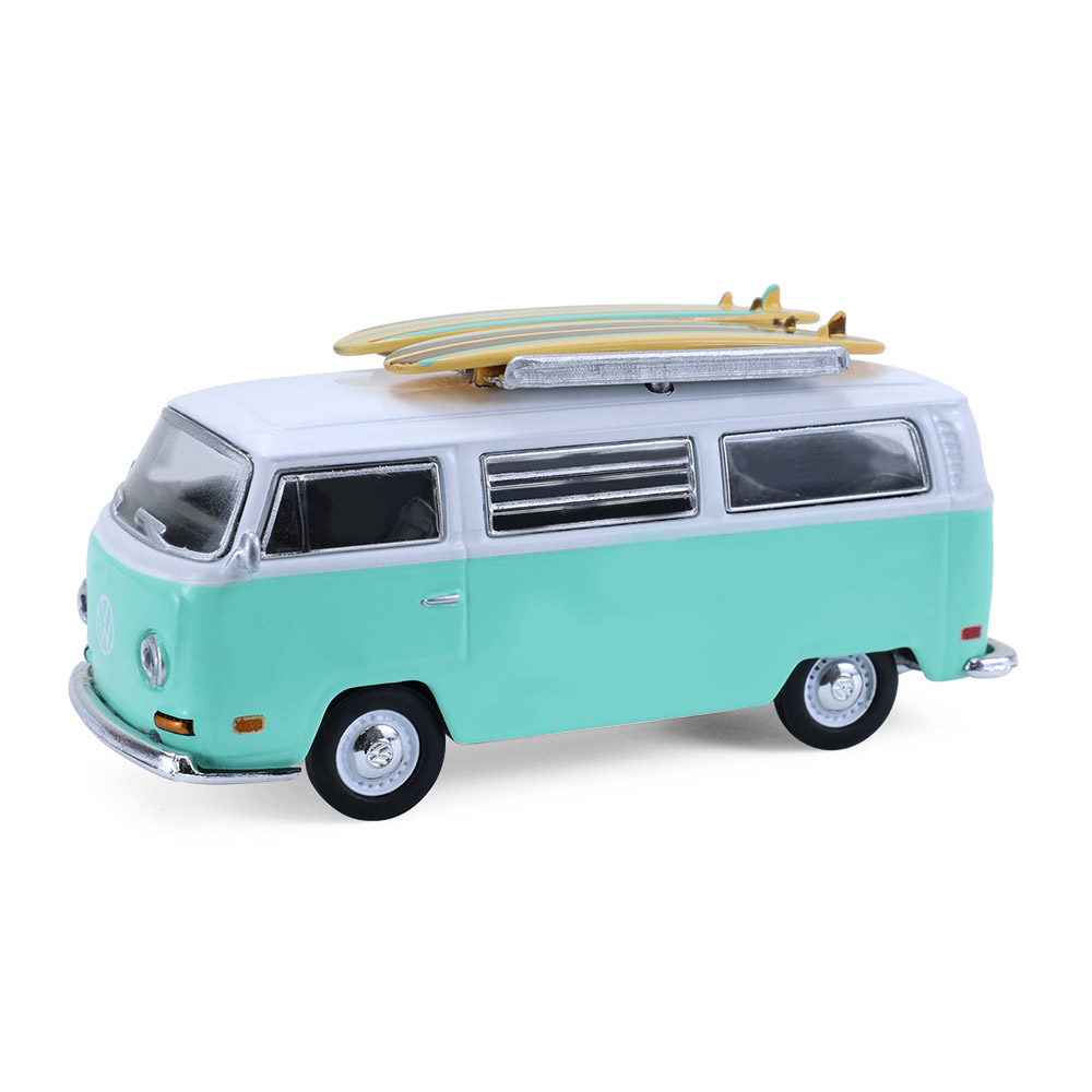 T2复古面包车 (车顶冲浪板搭载) × 水滴型露营拖车 (复古公路旅行套装)