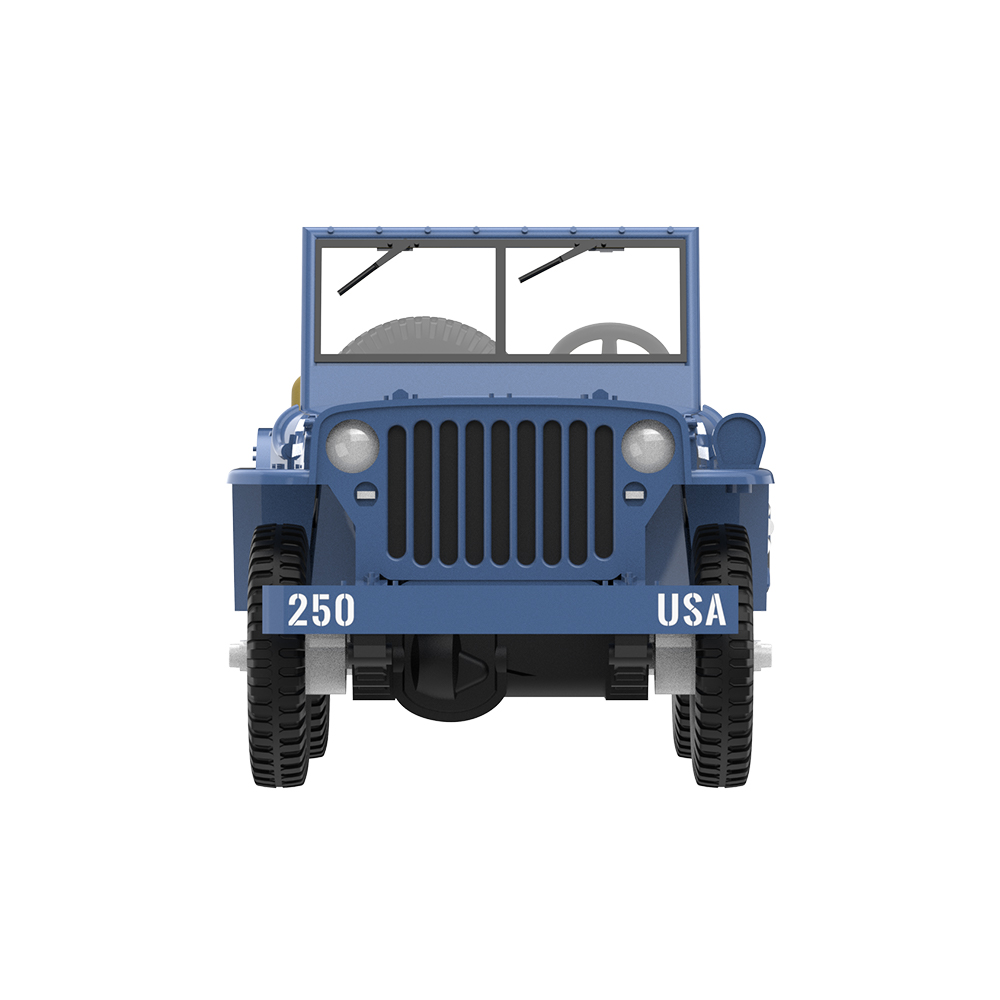 MB吉普带货运拖斗与军事风女郎模型 - 美国250周年纪念版