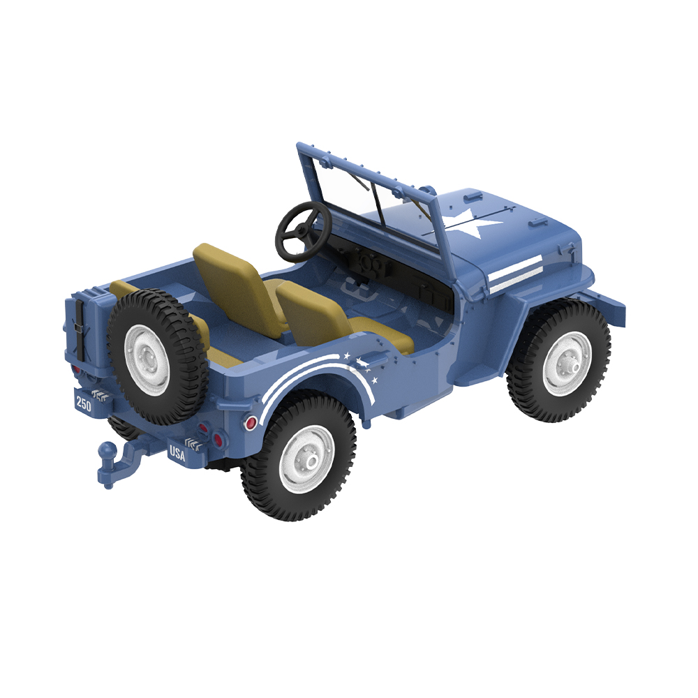 MB吉普带货运拖斗与军事风女郎模型 - 美国250周年纪念版
